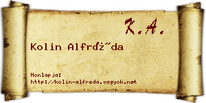 Kolin Alfréda névjegykártya